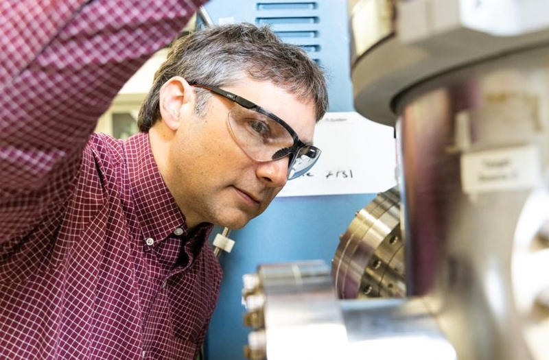 A man wearing safety goggles.