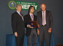 PECASE winner Dr. Christopher Hirata with Deputy Secretary of Energy Daniel B. Poneman and Director of the Office of Science, Dr. William Brinkman
