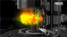A computer simulation of fusion in a confined reactor.
