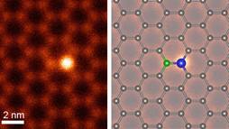 Two images of silicon atoms