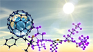 Conceptual drawing shows a flexible organic photovoltaic made from an acceptor of PCBM (buckyball with earth) and the donor of deuterated conducting polymer. 