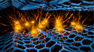 Adding calcium atoms (orange spheres) between graphene planes (blue honeycomb) creates a superconducting material called CaC6.