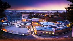The Stanford Synchrotron Radiation Light Source Facility at Dusk.