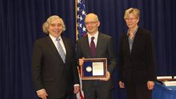 Matthias Schindler receives the Presidential Early Career Award for Scientists and Engineers from DOE Secretary Moniz and DOE Office of Science Director Murray.