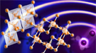 This rendering illustrates the excitation of a spin liquid on a honeycomb lattice using neutrons.