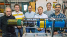 Berkeley Lab's Heavy Flavor Tracker team included (from left) Mario Cepeda, Kenneth Wilson, Leo Greiner, Howard Wieman, Thomas Johnson and Giacomo Contin.