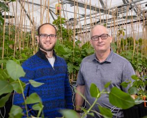 ORNL computational scientists Loukas Petridis (left) and Jeremy Smith use supercomputers to better understand how plants can be turned into fuel and other useful materials. The duo recently published a paper in Nature Reviews Chemistry summarizing molecular-level concepts derived from 10 years of research.