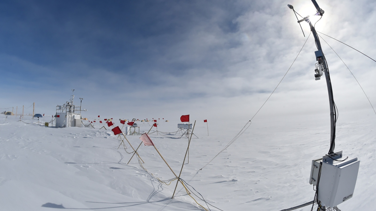 Beginning in late November 2015, a set of ARM equipment was deployed to the West Antarctic Ice Sheet, including basic radiometric, surface energy balance and upper air equipment directly to make the first well-calibrated climatological suite of measurements seen in this extremely remote, but globally critical, region in more than 40 years. (Image by U.S. Department of Energy Atmospheric Radiation Measurement [ARM] Research Facility.)