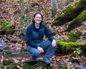 Natalie Griffiths studies aquatic ecosystem dynamics in the Walker Branch watershed.