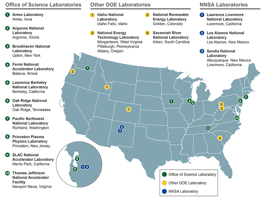 DOE Laboratories Map