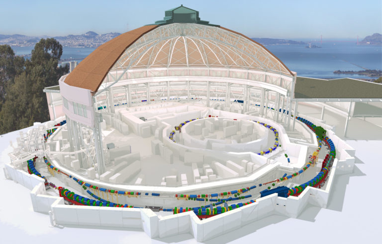 cutaway view of the Advanced Light Source shows new equipment (colored rings) that will be installed during the ALS Upgrade project. (Credit: Berkeley Lab)