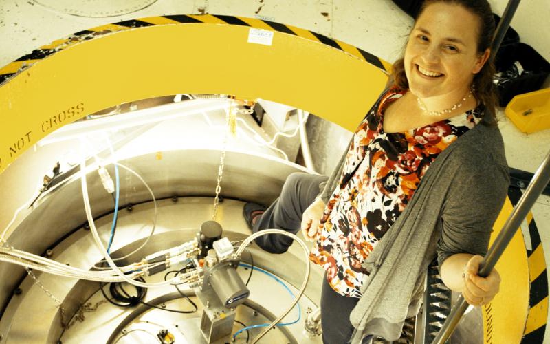 Kate Page with scientific equipment