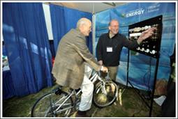 Dr. Brinkman trying out the energy bike