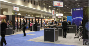 Exhibit hall and the Office of Science display