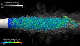 Turbulent structures in free shear layer flow from dual-flow conic nozzle