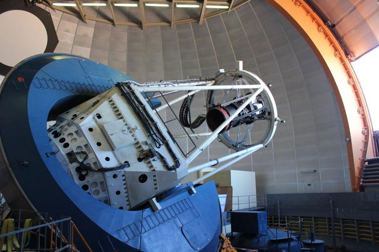 The Dark Energy Camera, mounted on the Blanco telescope in Chile.