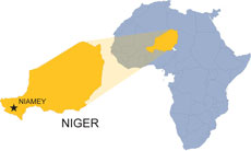 Map of Africa with a Niger/Niamey pullout