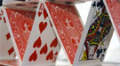 Playing cards constructed as a house of cards