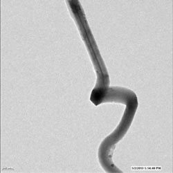 Image shows distortion of nanowire electrode during charging