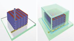 Two images of microbatteries, right image has casing around it.