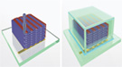 Two illustrations of microbatteries, right image has casing around it.