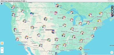 User Statistics by Institution Interactive Map