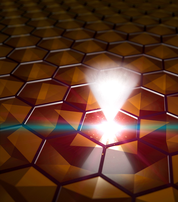 Artist’s conception highlighting key features of electron behavior in bulk sodium bismuth (Na3Bi) and cadmium arsenic (Cd3As2).