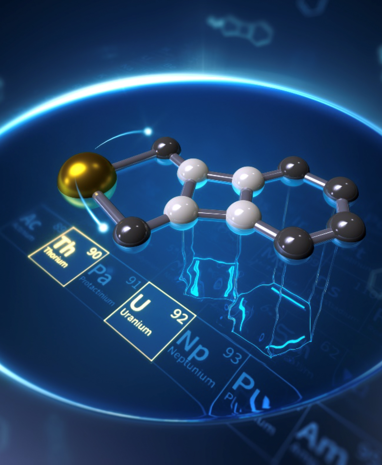 A dual aromatic-antiaromatic molecule on a blue background.