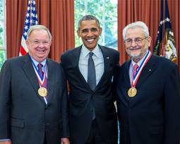 President Obama with Dr. Shank (left) and Professor Pellegrini (right).