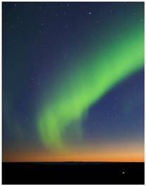 Shimmering green northern lights (aurora borealis)