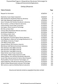 Request for Information on Energy and Environmental Applications of Accelerators