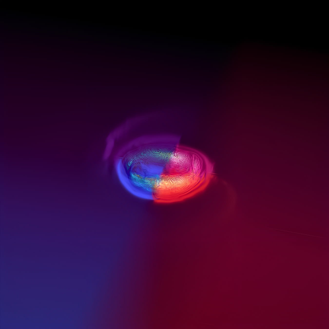 A 3D view of the energy densities of electron neutrinos, electron anti-neutrinos, heavy-lepton neutrinos and heavy-lepton anti-neutrinos about five milliseconds after neutron stars collide.