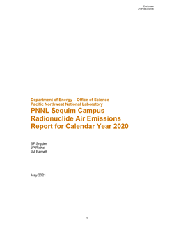 PNNL Sequim Campus Radionuclide Air Emissions Report for Calendar Year 2020