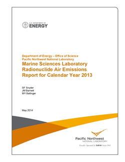 Marine Sciences Laboratory Radionuclide Air Emissions Report for Calendar Year 2013