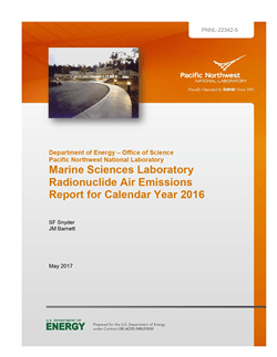 Marine Sciences Laboratory Radionuclide Air Emissions Report for Calendar Year 2016