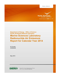 Marine Sciences Laboratory Radionuclide Air Emissions Report for Calendar Year 2014