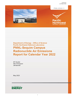 PNNL Sequim Campus Radionuclide Air Emissions Report for Calendar Year 2022